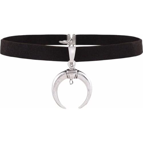 New Design Black Velvet Ribbon Choker Necklace Gothic Handmade With Charm Moon Pendant Gothic Emo For Women Collares Mujer