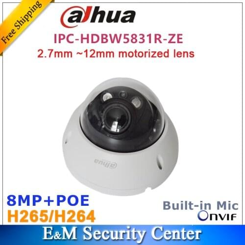 Original dahua 8MP dome IPC-HDBW5831R-ZE POE IR WDR Dome Network Camera IP67 IK10 2.7mm ~12mm lens DH-IPC-HDBW5831R-ZE