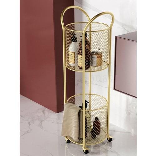 8000 Nordic Movable Shelf Pulley Cylindrical Receptacle Blue Shelf Toilet Landing Multi-storey Storage Shelf Trolley