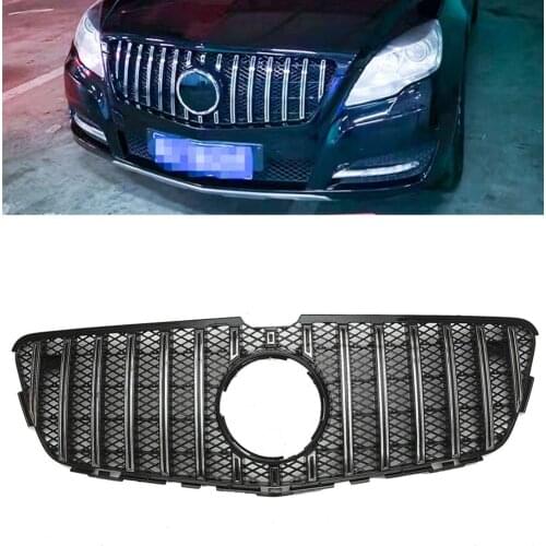 Car Racing Grill For Mercedes-Benz R-Class W251 2011-2017 GT GT-R Silver Mesh Bumper Front Grille With Back Grid