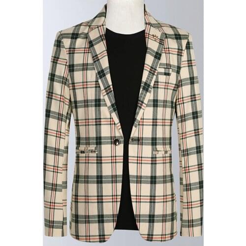 2021 Spring Autumn Blazers Men Slim Fit British Plaid Formal Suit Jacket Party Wedding Business Casual Blazers Male