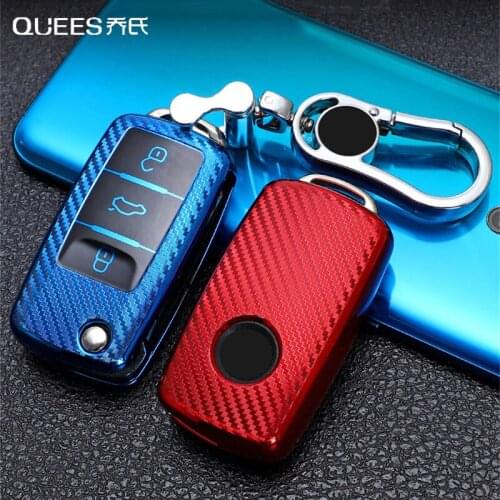 QUEES TPU Carbon Fiber Cover Protective Shell For Volkswagen VW Tiguan Passat Jetta Polo Golf Skoda Octavia Interior Accessories