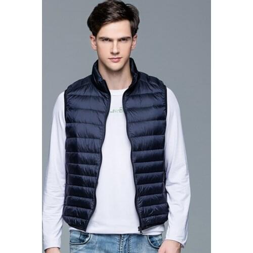 Winter New Men White Duck Down Vest Ultralight Sleeveless Vest Jacket Fashion Stand Collar Men Large Size Loose Vest