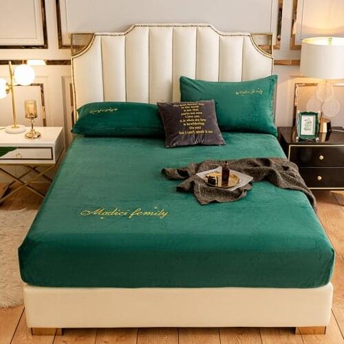 Winter Warm solid flannel elastic band fitted sheet mattress cover super soft queen king size bed sheet and pillowcases