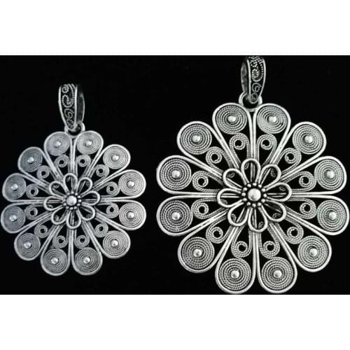 ZXZ 2pcs Large Filigree Peacock Tail Flower Charms Pendants for Necklace Jewelry Making Findings