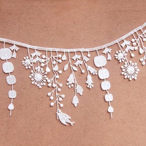 1 Yard Guipure Embroiderey Lace Milk Fiber White Flower Lace Sewing Garment Accessories 8cm