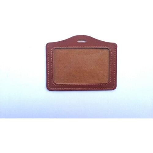 100pcs/lot Horizontal PU Badge Case ID Card Holder Lanyard Accessories Credit Card Badge Holders Dark Blue Black Brown