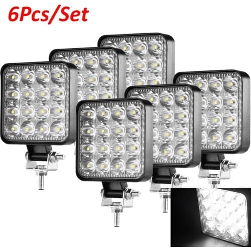 2/4/6 Pcs Mini Led Work Light Bar Square Spotlight 4Inch 48W Work Light Headlight For Truck Off Road Night Driving Light For SUV