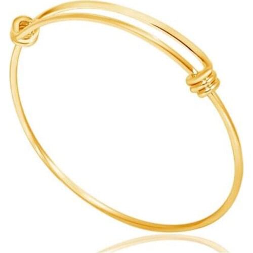 20pcs)50mm 55mm 60mm 65mm Gold Color High Polish Stainless Steel Jewelry DIY Bangle Adjusted Expandable Wire Bangle Bracelets