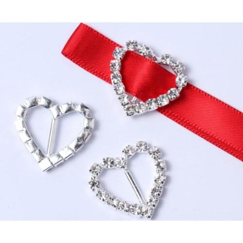 2018 Rushed Limited Rhinestones Shoes 10pcs Heart Rhinestone Ribbon Buckles Sliders For Clothes Bags And Newe Stseller On Sale