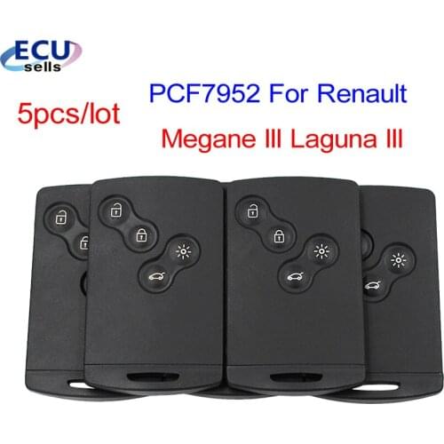 5pcs/lot High quality 4 Button Smart Card PCF7952 for Renault Megane III Fluence Laguna III Scenic 2009-2015 433MHz