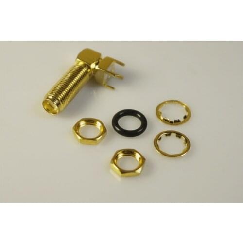 5 pcs Gold Plate SMA Jack Connector Receptacle Female PCB Mount Right Angle Solder RF Coaxial Connector Threaded 50 Ohm 23.0 mm