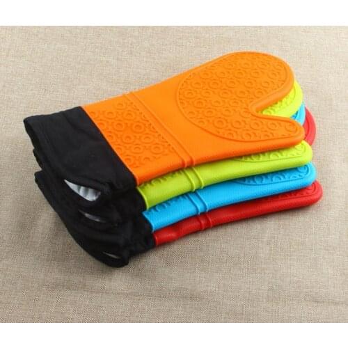 50pcs 190g long length and ADD cotton silicone cloth glove microwave oven heat resistant BBQ gloves and Bakeware Oven MittSN1808