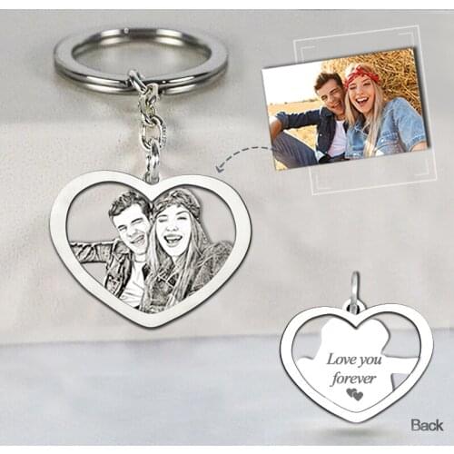 Custom Pet Couple Silver Keychains Women 925Silver Keyring 3CM Hollowed Heart Shape Jewelry Engrave Word Jewelry Gift Christmas