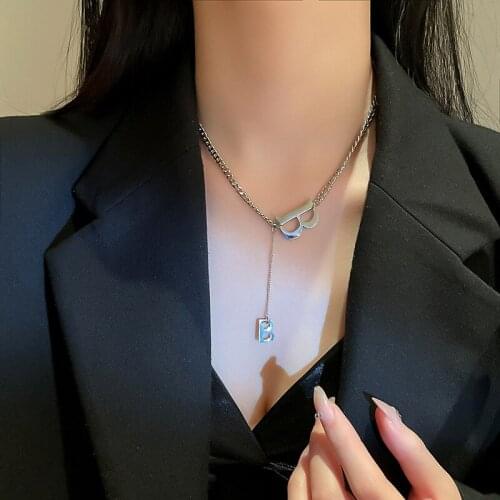 Gold Silver Color B Letter Pendant Short Necklaces For Woman Girls Sexy Stainless Steel Clavicle Chain Choker Hip Hop Jewelry