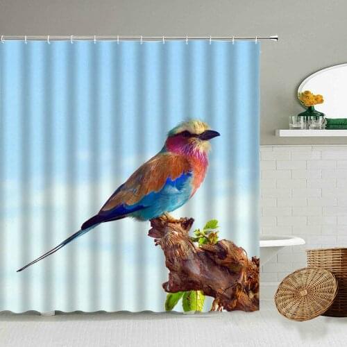 Color Birds Flying Animals Shower Curtain Forest Branches Natural Landscape Photography Bathroom Waterproof Curtains With Hook