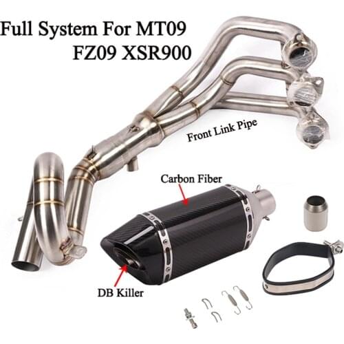 MT09 FZ09 Motorcycle Exhaust Muffler Slip on Full System for Yamaha MT 09 FZ 09 2014-2018 XSR900 2016-2018 Escape Moto Exhasut