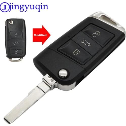 Jingyuqin 3 Button Modification Flip Car Key Cover Case Fob for Volkswagen VW Golf 7 Jetta Passat Beetle Polo Bora