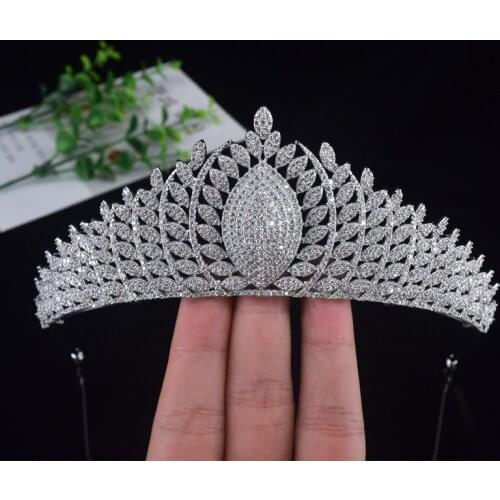 Jonnafe Luxury Full Cubic Zirconia Bridal Crown Wedding Tiara Hair Accessories For Bride Women Prom Crowns