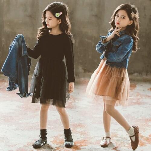 Girls Clothing Set Spring Autumn Children Long Sleeve Outfits Denim Coat+Dress 2pcs Suit Kids Costumes Baby Girls Clothes