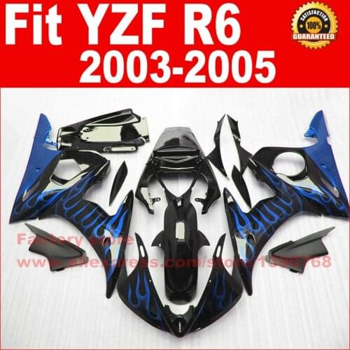 Motorcycle parts for YAMAHA R6 fairing kits 2003 2004 2005 blue flame YZF R6 03 04 05 fairings set kit