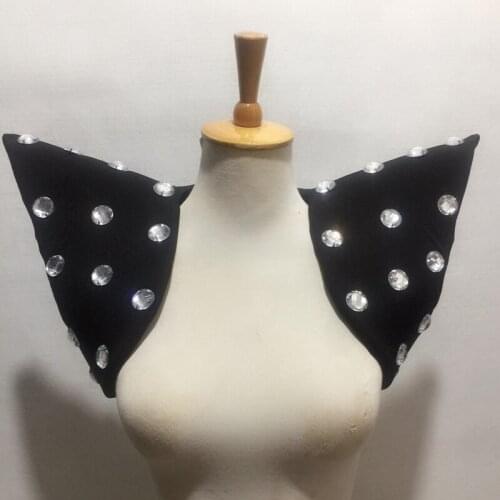 Exaggerated Flying Shoulder Rhinestone Vest Nightclub Bar DJ Singer Show Accessories Rave Clothes Men Women Stage Costume DB3024