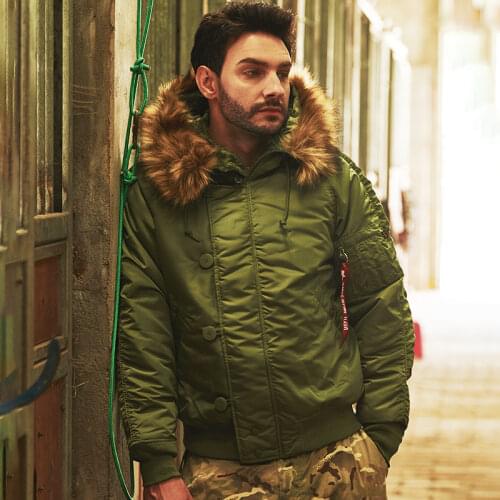 Mens winter short Alaska, 4 colors, with artificial fur and hood. High quality