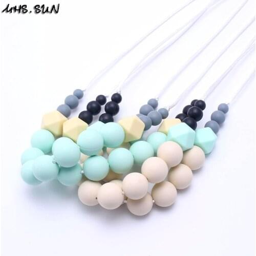 MHS.SUN Infant baby/breastfeeding women teething necklace real food grade silicone beads necklace for chewable nursing jewelry