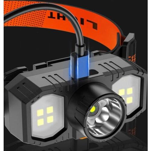 Mini Headlamp COB LED Head Lamp with Built-in Battery Flashlight USB Rechargeable Torch Camping Outdoor Fishing Head Light