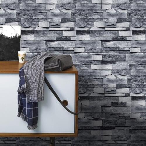 Peel and Stick Wallpaper Vintage Gray Brick Wallpaper Self Adhesive Stone Brick Faux Textured Wallpaper Stone Stickers