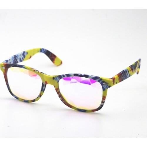 Die Tye Frame Kaleidoscope Glasses Real Glass Lens