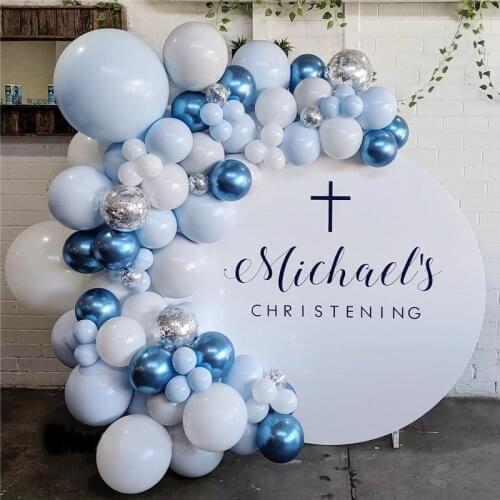 100pcs Macaron Blue Balloon Garland Arch Metallic Blue White Balloons For Wedding Birthday Party Decorations Kids Baby Shower