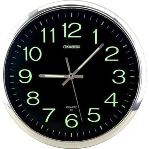 12 inch Luminous Wall Clock Wooden Silent Non-Ticking Wall Hanging Clocks With Night Lights For Bedroom Living Room Decoration