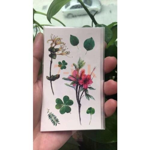 Water Transfer fake tattoo color Clover flower tatto Waterproof Temporary flash tatoo for woman gril 10.5*6cm