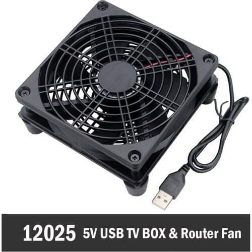 5pcs Gdstime Router fan PC Cooler TV Box Wireless Cooling Silent DC 5V USB power 120mm fan 120x25mm 12CM W/Screws Protective net