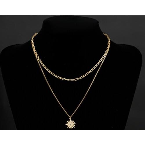 Vintage Baroque Sun Pendant Necklace