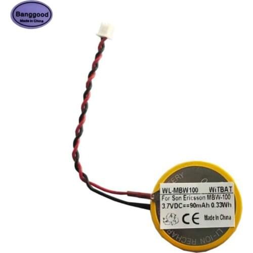 WL-MBW100 3.7V 90mAh Li-Polymer Cell Button Battery with 2Pin Wire Cable for Sony MBW-100 MBW-150 Bluetooth Smart Watch PD2430