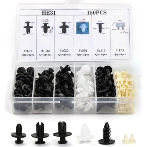6Kinds Plastic Car Bumper Clip 150PCS Rivet Screws Retainer Panel Push Body Interior for BMW VW Clip Nail Fastener Kit with Box