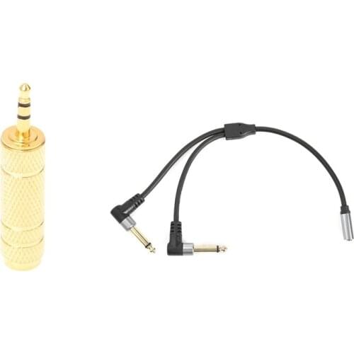 1 Pcs 3.5mm Male to 6.3mm Female Audio Connector & 1 Pcs 1/8 Inch Socket to 1/4 Inch Plug Y Splitter Adapter Cable