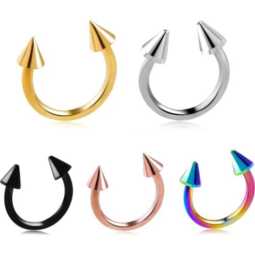 1Pc Cone Spike Horseshoe Circular Ring Nipple Hoops Nose Rings Studs Septum Eyebrow Piercing Body Jewelry For Women Female