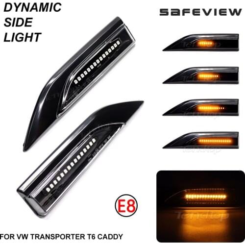 12V For VW Transporter T6 Multivan Caddy MK4 2015-2019 Dynamic Blinker LED Side Light Turn Signal Marker Lamp Car Styling Amber
