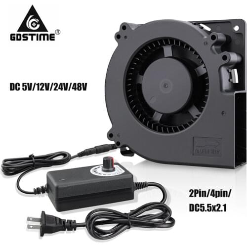 1Pcs Gdstime DC 5V 12V 24V 48V 12025 Turbo Blower Fan 12cm 120x120x32mm 120mm Radial Fan Dual Ball Industrial Blower Cooler Fan