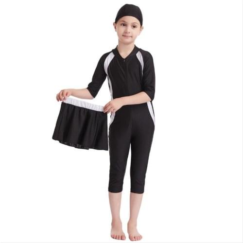 3PCS modest islamic swimwear muslim girls swimsuit for children burkini kids diving girl maillot de bain musulman femme skirt