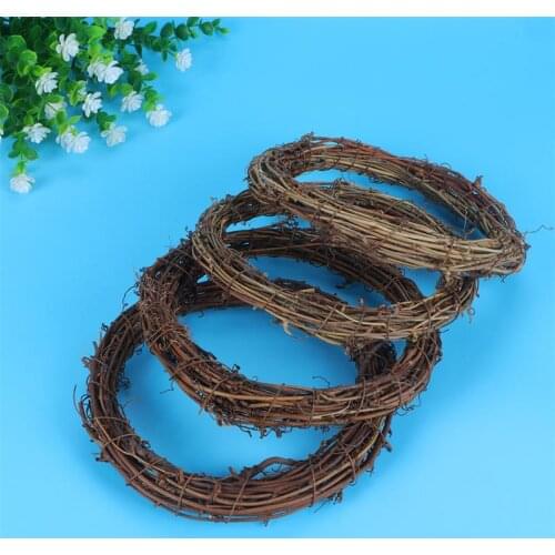 4 Pcs 20CM Unfinished Natural Dried Rattan Ring American Country Style Wreath Decorations for Indoor Home Party DIY Decoration