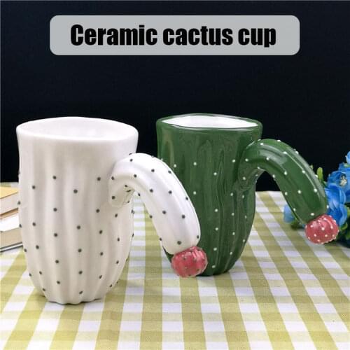 430ML Ceramic Mug With Cactus Appearance Modern Art Design Irregular Cup With Spoon Enclosed For Home Office tasse à café