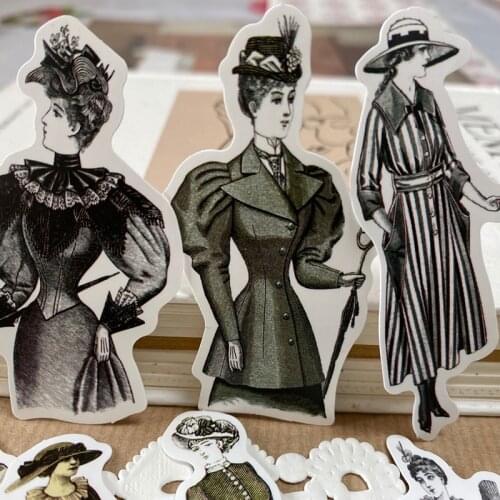 50PCS / bag Vintage European Lady Waterproof Sticker DIY Scrapbooking journal Album Mobile Phone Sealing Decorative Sticker