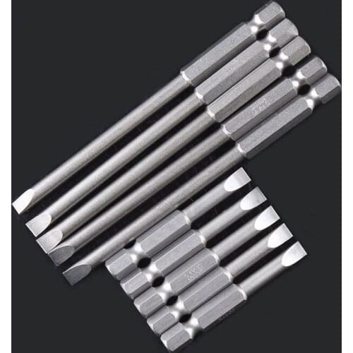 9pcs 50/100mm 2.0-6.0mm Flat Head Slotted Tip Screwdrivers Bits Shirogorov Snes Parafusadeira Embout Visseuse Halo v