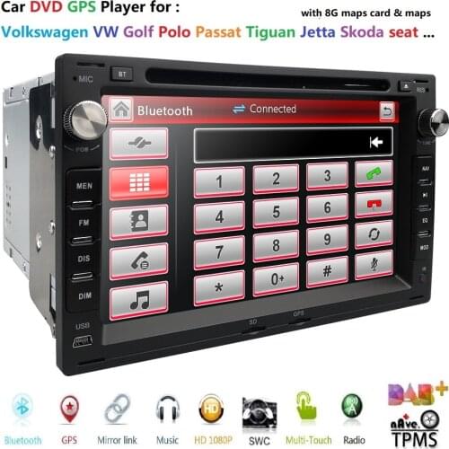 2 Din 7 inch Car DVD Radio For Volkswagen VW PASSAT B5 JETTA BORA GOLF 4 POLO MK5 MK4 MK3 T5 Multimedia Player GPS Navigation BT