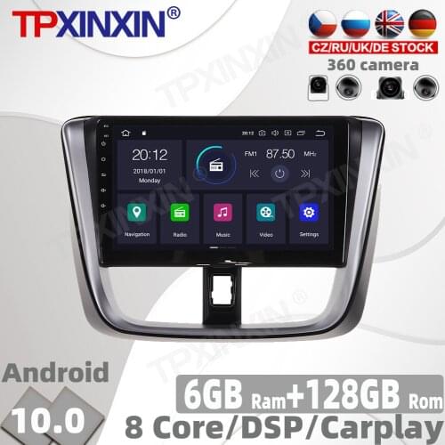 128GB Android 10 For Toyota Vios Yaris 2014 - 2017 Car Radio Multimedia Video Player Navigation GPS Accessories Auto 2din no DVD