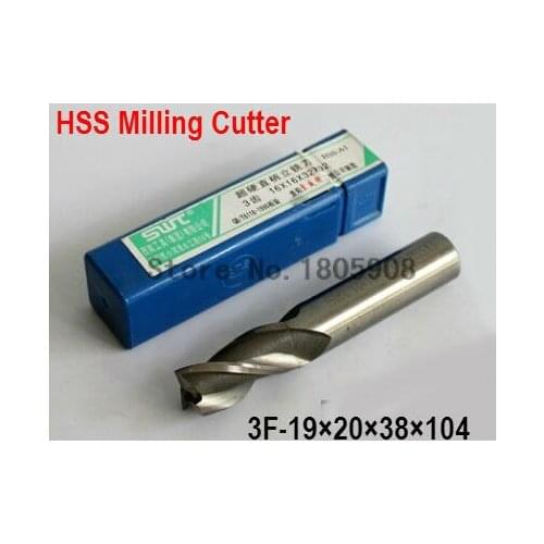 Free delivery 3 slot 2PCS M19.0 high speed steel straight shank vertical milling cutter milling cutter of end milling cutter